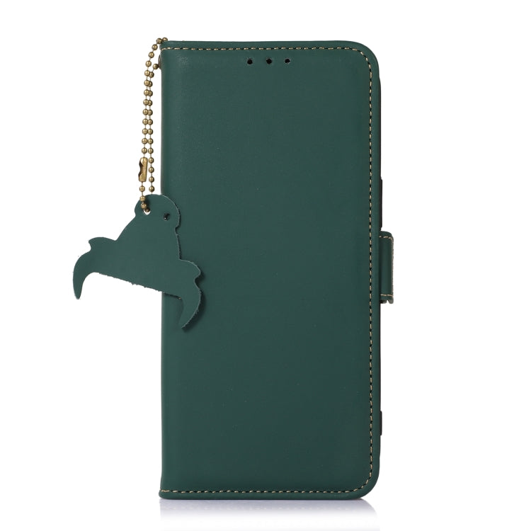 For iPhone 16 Pro Max Genuine Leather Magnetic RFID Leather Phone Case(Green) - iPhone 16 Pro Max Cases by buy2fix | Online Shopping UK | buy2fix