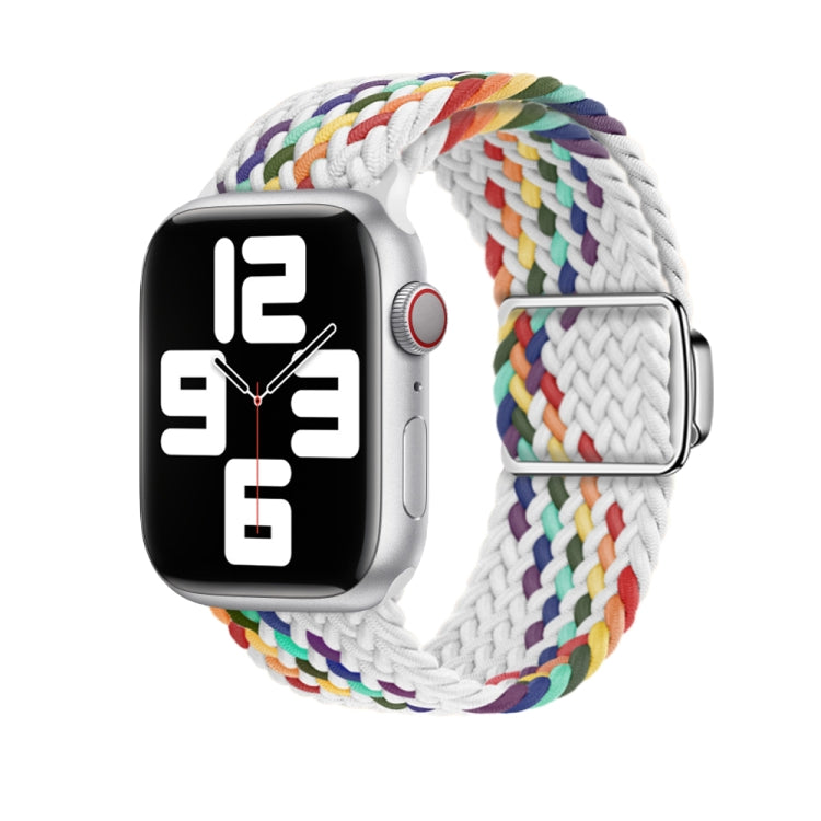 For Apple Watch Ultra 49mm Nylon Loop Magnetic Buckle Watch Band(White Rainbow) - Watch Bands by buy2fix | Online Shopping UK | buy2fix