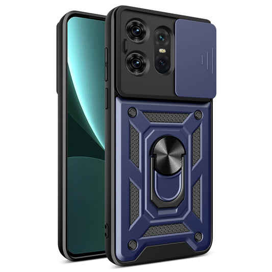 For Motorola Edge 50 Pro Global Sliding Camera Cover Design TPU Hybrid PC Phone Case(Blue) - Motorola Cases by buy2fix | Online Shopping UK | buy2fix