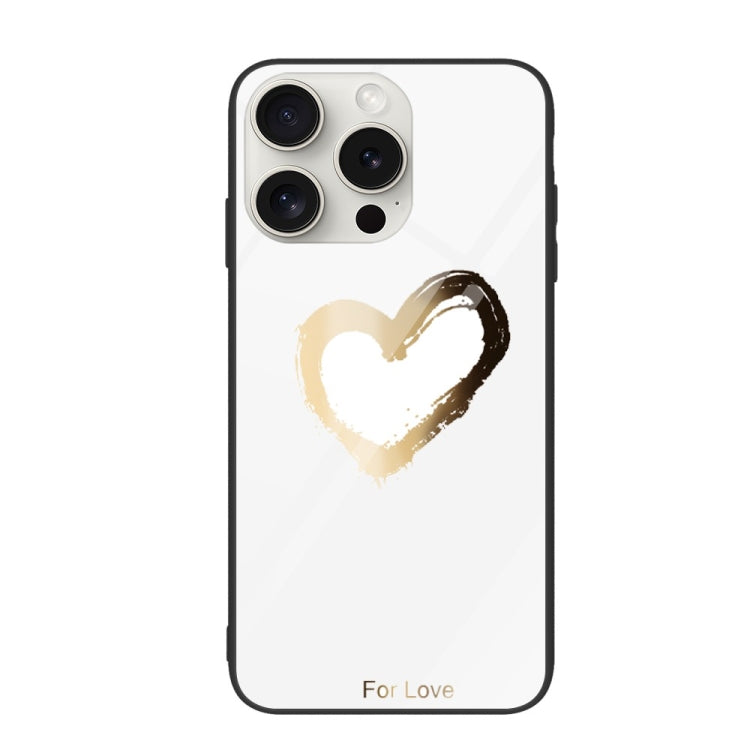 For iPhone 16 Pro Colorful Painted Glass Phone Case(Golden Love) - iPhone 16 Pro Cases by buy2fix | Online Shopping UK | buy2fix