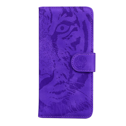 For iPhone SE 2024 Tiger Embossing Pattern Leather Phone Case(Purple) - More iPhone Cases by buy2fix | Online Shopping UK | buy2fix