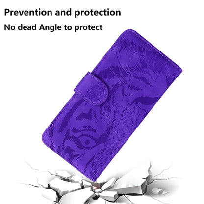 For iPhone SE 2024 Tiger Embossing Pattern Leather Phone Case(Purple) - More iPhone Cases by buy2fix | Online Shopping UK | buy2fix