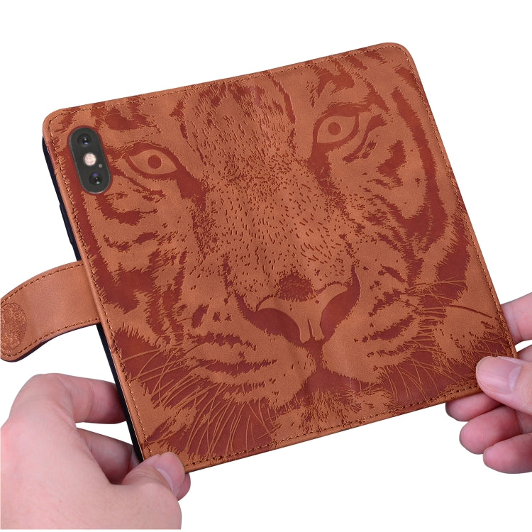 For iPhone SE 2024 Tiger Embossing Pattern Leather Phone Case(Brown) - More iPhone Cases by buy2fix | Online Shopping UK | buy2fix