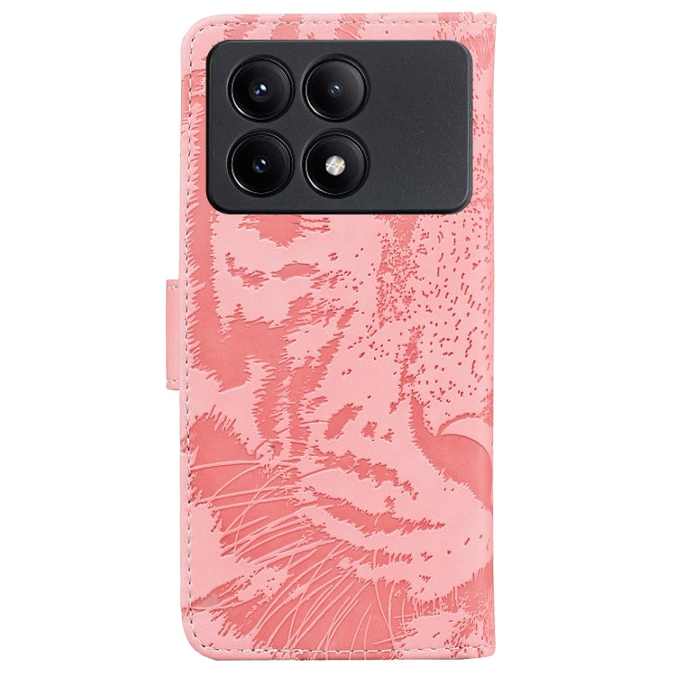 For Xiaomi Redmi K70E / Poco X6 Pro Tiger Embossing Pattern Leather Phone Case(Pink) - K70E Cases by buy2fix | Online Shopping UK | buy2fix