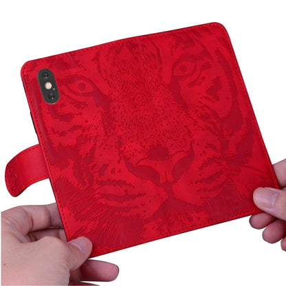 For Motorola Moto G Power 5G 2024 Tiger Embossing Pattern Leather Phone Case(Red) - Motorola Cases by buy2fix | Online Shopping UK | buy2fix