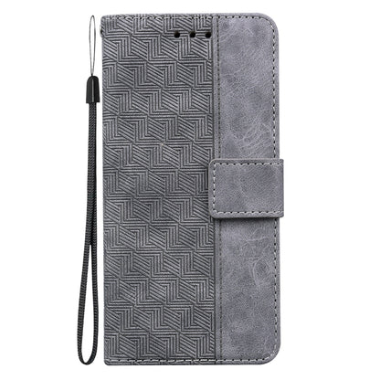 For iPhone 16 Geometric Embossed Leather Phone Case(Grey) - iPhone 16 Cases by buy2fix | Online Shopping UK | buy2fix