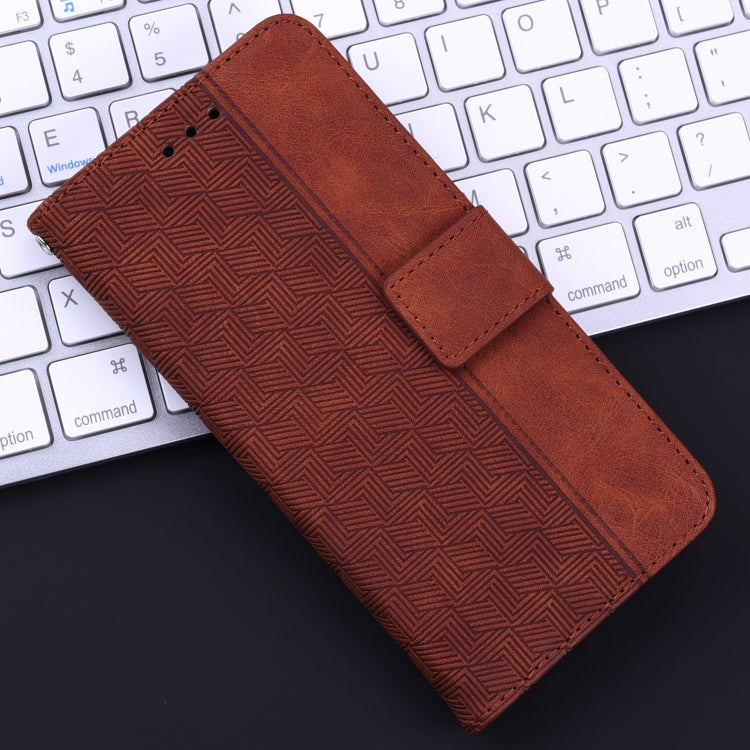 For Samsung Galaxy M55 Geometric Embossed Leather Phone Case(Brown) - Galaxy Phone Cases by buy2fix | Online Shopping UK | buy2fix