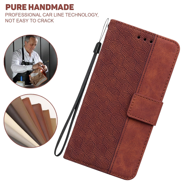 For Samsung Galaxy M55 Geometric Embossed Leather Phone Case(Brown) - Galaxy Phone Cases by buy2fix | Online Shopping UK | buy2fix