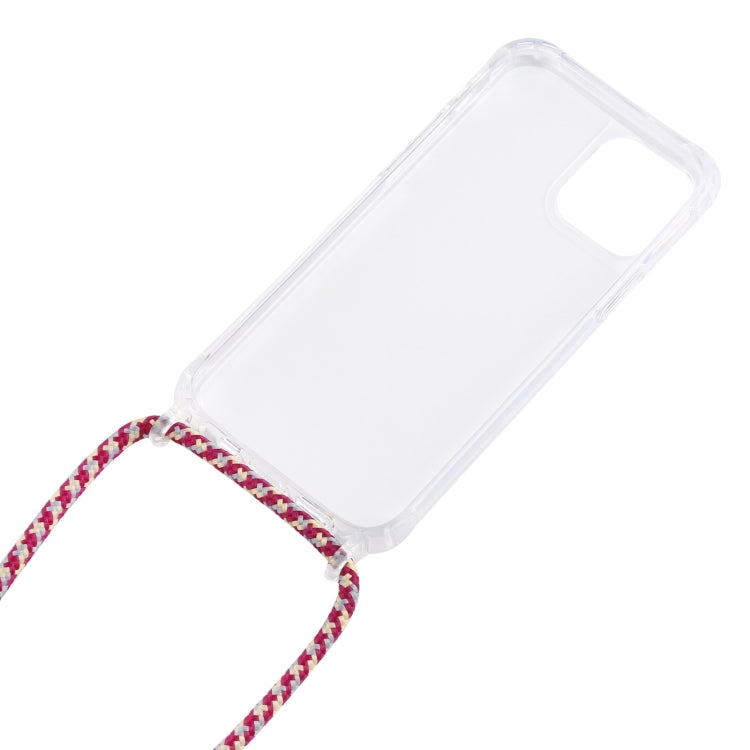 For iPhone 16 Pro Max Transparent Acrylic Airbag Shockproof Phone Protective Case with Lanyard(Rose Red) - iPhone 16 Pro Max Cases by buy2fix | Online Shopping UK | buy2fix