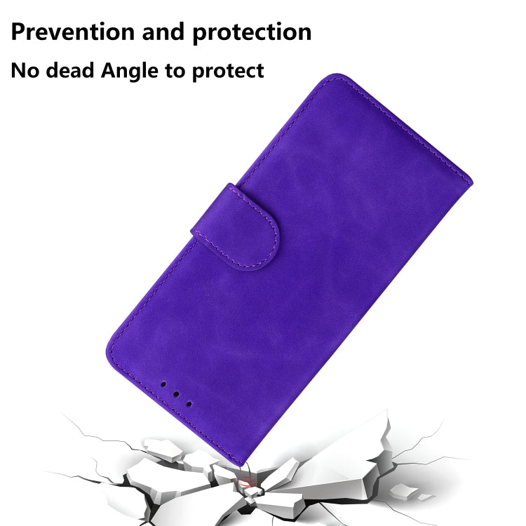 For iPhone 16 Pro Max Skin Feel Pure Color Flip Leather Phone Case(Purple) - iPhone 16 Pro Max Cases by buy2fix | Online Shopping UK | buy2fix