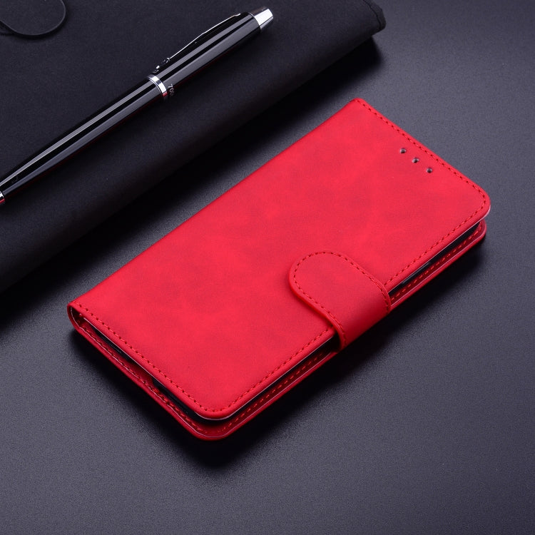 For iPhone 16 Plus Skin Feel Pure Color Flip Leather Phone Case(Red) - iPhone 16 Plus Cases by buy2fix | Online Shopping UK | buy2fix