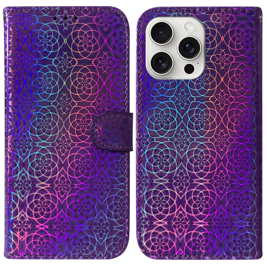 For iPhone 16 Pro Colorful Magnetic Buckle Leather Phone Case(Purple) - iPhone 16 Pro Cases by buy2fix | Online Shopping UK | buy2fix