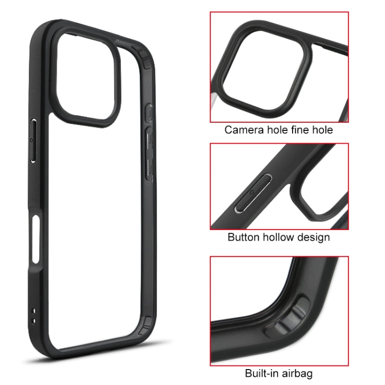 For iPhone 16 Pro Frosted TPU + Transparent PC Phone Case(Black) - iPhone 16 Pro Cases by buy2fix | Online Shopping UK | buy2fix