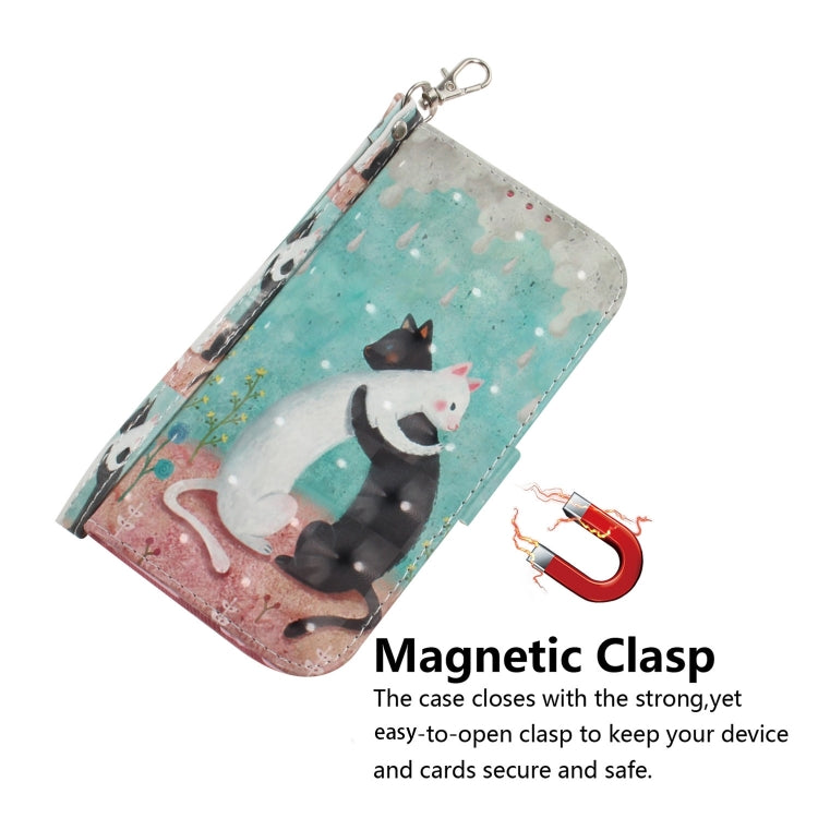 For iPhone 16 Pro Max 3D Colored Horizontal Flip Leather Phone Case(Black White Cat) - iPhone 16 Pro Max Cases by buy2fix | Online Shopping UK | buy2fix