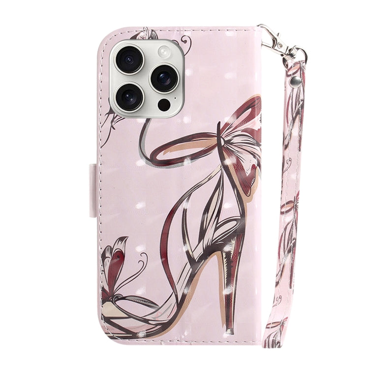 For iPhone 16 Pro Max 3D Colored Horizontal Flip Leather Phone Case(Butterfly High-heeled) - iPhone 16 Pro Max Cases by buy2fix | Online Shopping UK | buy2fix