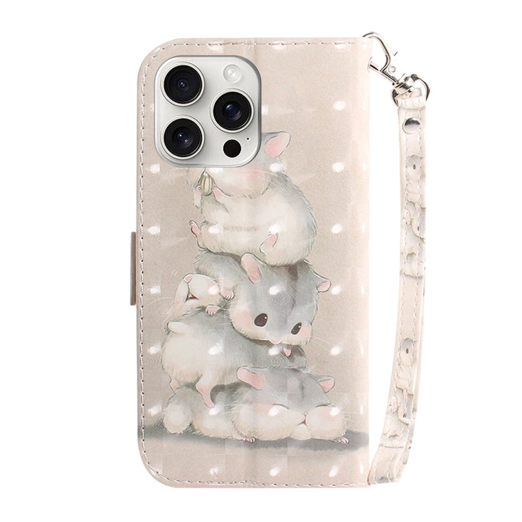 For iPhone 16 Pro 3D Colored Horizontal Flip Leather Phone Case(Squirrels) - iPhone 16 Pro Cases by buy2fix | Online Shopping UK | buy2fix