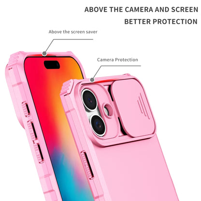 For iPhone 16 Plus Stereoscopic Holder Sliding Camshield Phone Case(Pink) - iPhone 16 Plus Cases by buy2fix | Online Shopping UK | buy2fix