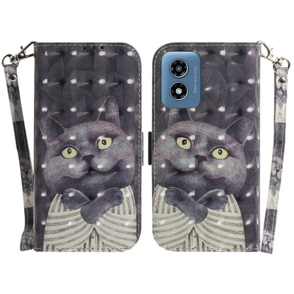 For Motorola Moto G Play 4G 2024 3D Colored Horizontal Flip Leather Phone Case(Hug Cat) - Motorola Cases by buy2fix | Online Shopping UK | buy2fix