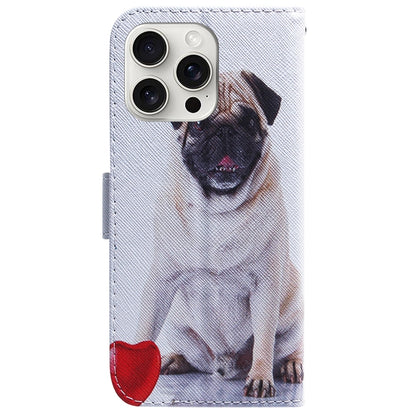 For iPhone 16 Pro Max Coloured Drawing Flip Leather Phone Case(Pug) - iPhone 16 Pro Max Cases by buy2fix | Online Shopping UK | buy2fix