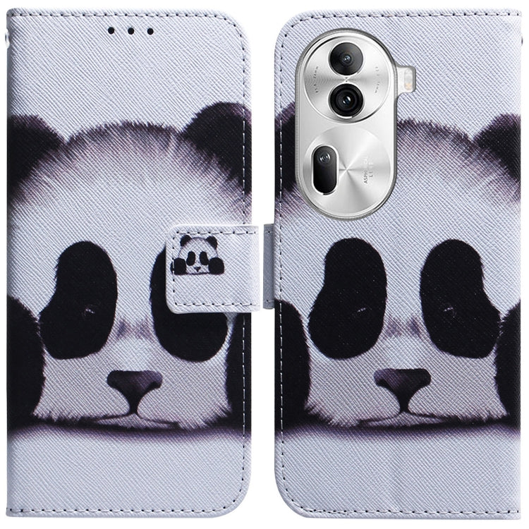 For OPPO Reno11 Pro Global Coloured Drawing Flip Leather Phone Case(Panda) - Reno11 Pro Cases by buy2fix | Online Shopping UK | buy2fix