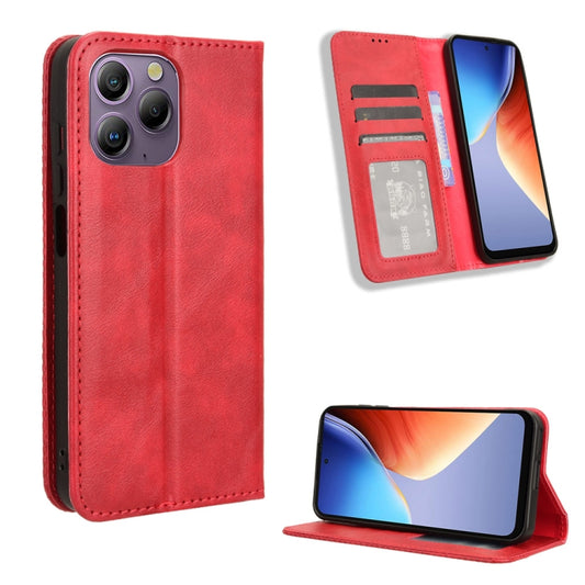 For Blackview A96 Magnetic Buckle Retro Texture Leather Phone Case(Red) - More Brand by buy2fix | Online Shopping UK | buy2fix