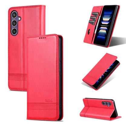 For Samsung Galaxy S24 5G AZNS Magnetic Calf Texture Flip Leather Phone Case(Red) - Galaxy S24 5G Cases by AZNS | Online Shopping UK | buy2fix