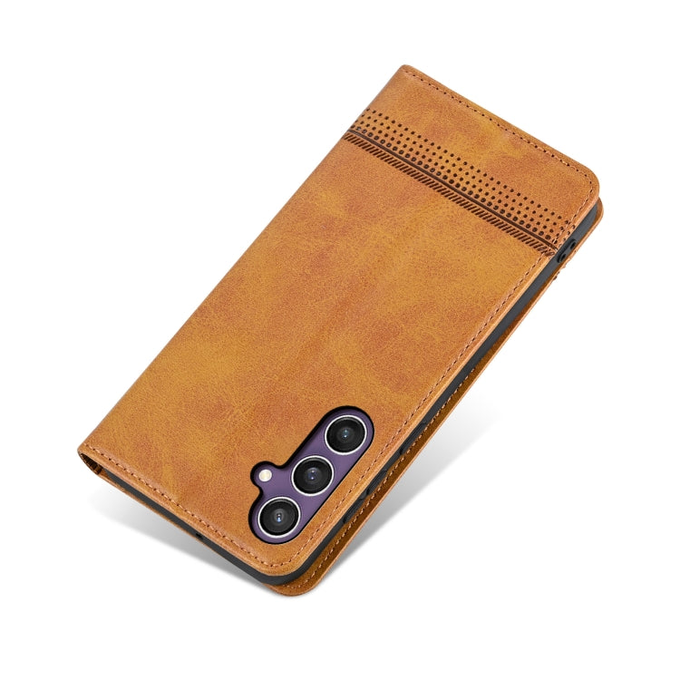 For Samsung Galaxy S24 5G AZNS Magnetic Calf Texture Flip Leather Phone Case(Light Brown) - Galaxy S24 5G Cases by AZNS | Online Shopping UK | buy2fix