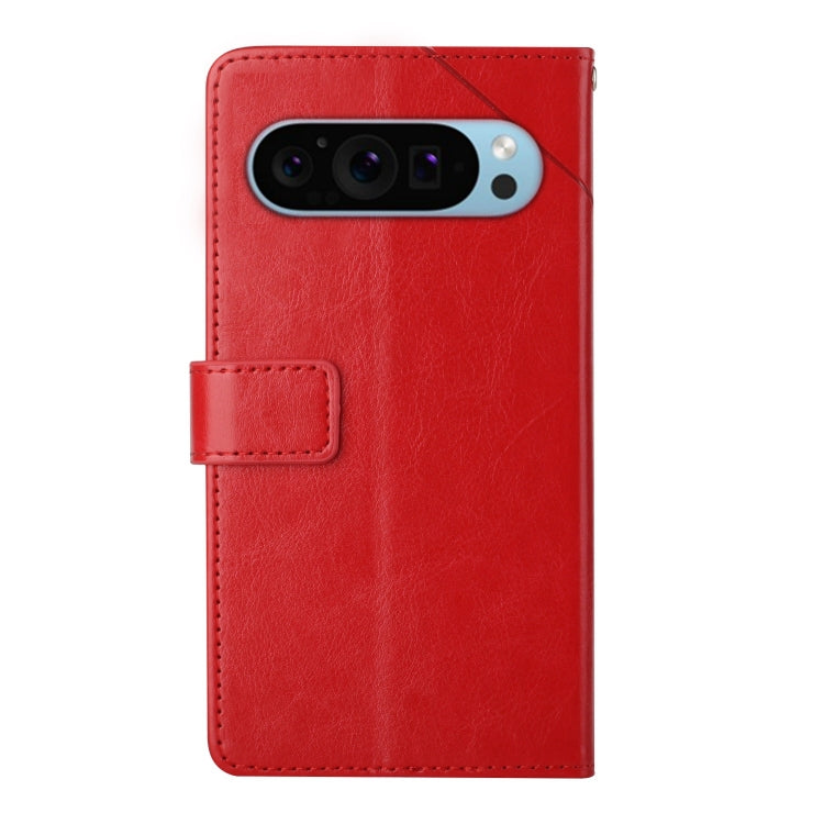 For Google Pixel 9 Pro XL Y-shaped Pattern Flip Leather Phone Case(Red) - Google Cases by buy2fix | Online Shopping UK | buy2fix