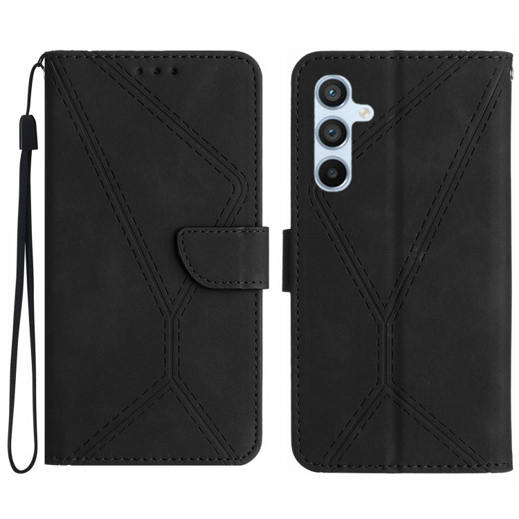 For Samsung Galaxy M34 5G Stitching Embossed Leather Phone Case(Black) - Galaxy Phone Cases by buy2fix | Online Shopping UK | buy2fix