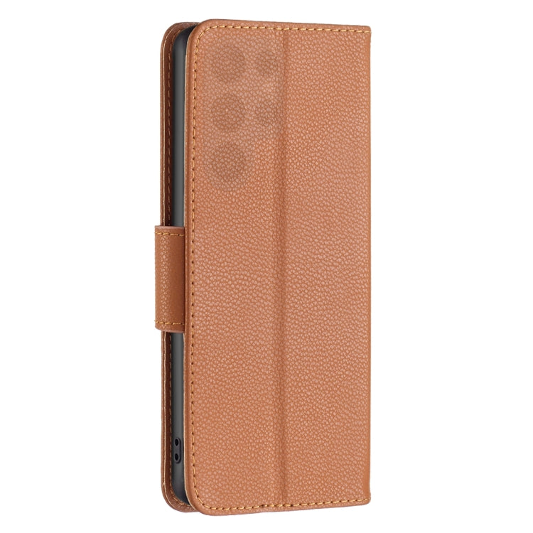 For Samsung Galaxy S24 Ultra 5G Litchi Texture Pure Color Flip Leather Phone Case(Brown) - Galaxy S24 Ultra 5G Cases by buy2fix | Online Shopping UK | buy2fix