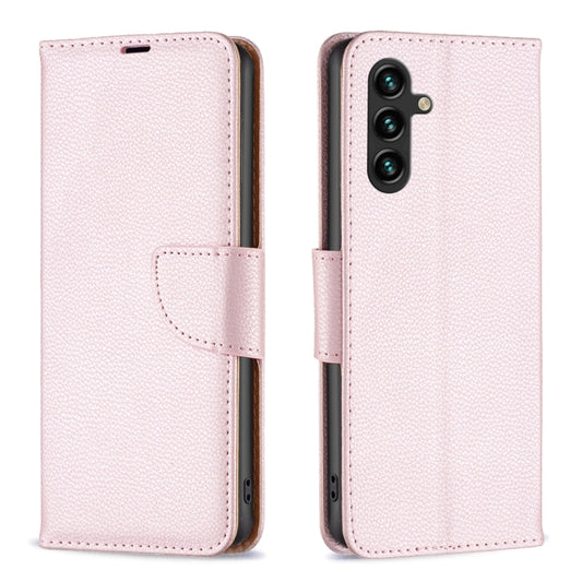 For Samsung Galaxy A55 Litchi Texture Pure Color Flip Leather Phone Case(Rose Gold) - Galaxy Phone Cases by buy2fix | Online Shopping UK | buy2fix