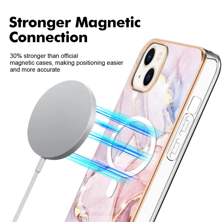 For iPhone 15 Marble Pattern Dual-side IMD Magsafe TPU Phone Case(Rose Gold 005) - iPhone 15 Cases by buy2fix | Online Shopping UK | buy2fix