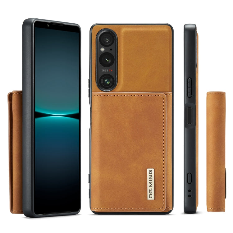 For Sony Xperia 1 V DG.MING M1 Series 3-Fold Multi Card Wallet + Magnetic Phone Case(Brown) - Sony Cases by DG.MING | Online Shopping UK | buy2fix