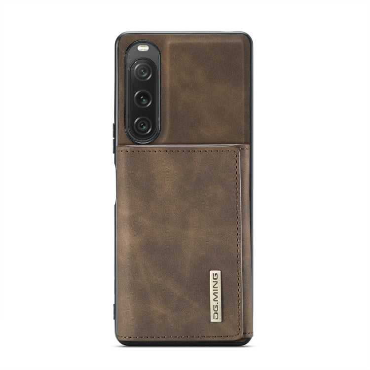 For Sony Xperia 10 V DG.MING M1 Series 3-Fold Multi Card Wallet + Magnetic Phone Case(Coffee) - Sony Cases by DG.MING | Online Shopping UK | buy2fix