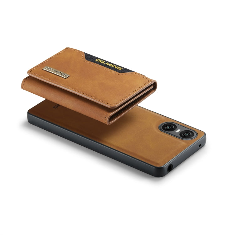 For Sony Xperia 10 VI DG.MING M2 Series 3-Fold Multi Card Bag + Magnetic Phone Case(Brown) - Sony Cases by DG.MING | Online Shopping UK | buy2fix