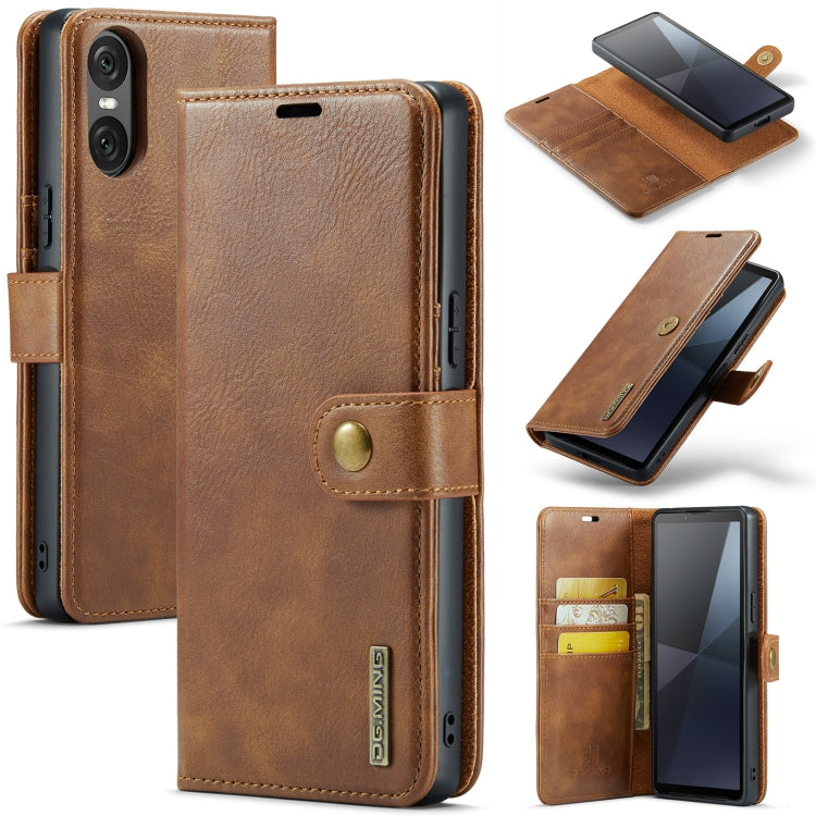 For Sony Xperia 10 VI DG.MING Crazy Horse Texture Detachable Magnetic Leather Phone Case(Brown) - Sony Cases by DG.MING | Online Shopping UK | buy2fix