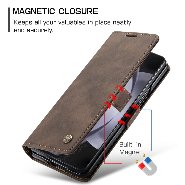 For Samsung Galaxy Z Fold5 CaseMe-013 Multifunctional Retro Frosted Leather Phone Case(Coffee) - Galaxy Z Fold5 Cases by CaseMe | Online Shopping UK | buy2fix