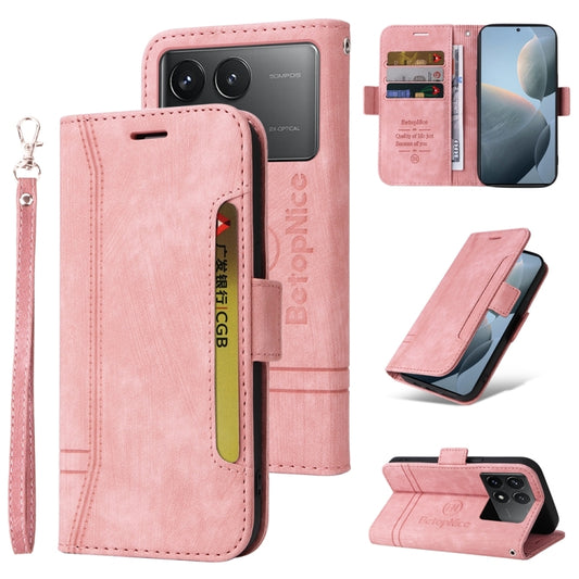 For Xiaomi Redmi K70 / K70 Pro 5G BETOPNICE Dual-side Buckle Leather Phone Case(Pink) - K70 Cases by BETOPNICE | Online Shopping UK | buy2fix