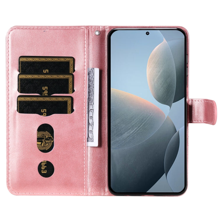 For Xiaomi Redmi K70 / K70 Pro Fashion Calf Texture Zipper Leather Phone Case(Rose Gold) - K70 Pro Cases by buy2fix | Online Shopping UK | buy2fix