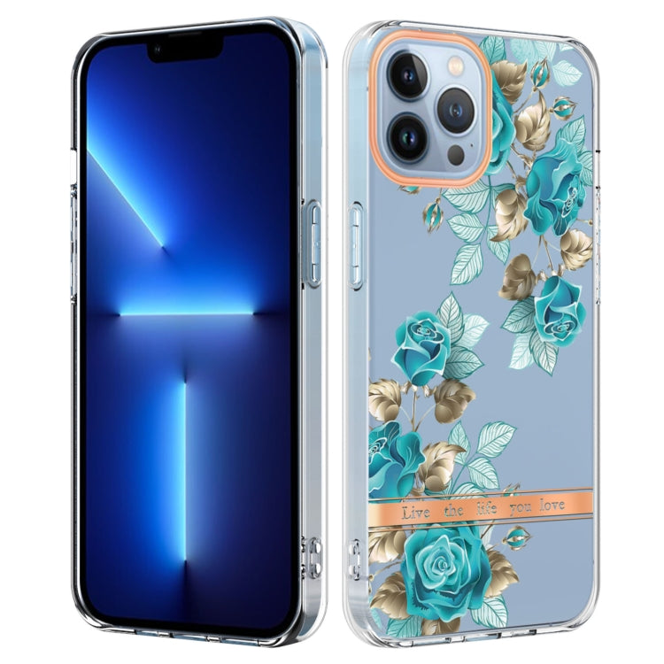 For iPhone 16 Pro Max Flowers and Plants Series IMD TPU Phone Case(Blue Rose) - iPhone 16 Pro Max Cases by buy2fix | Online Shopping UK | buy2fix