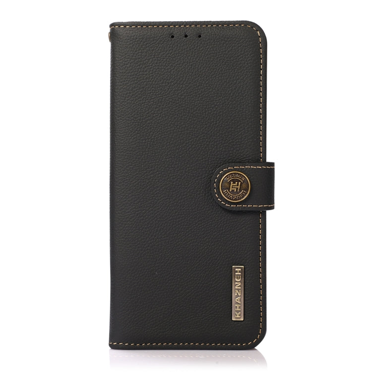 For OnePlus 13 KHAZNEH Custer Genuine Leather RFID Phone Case(Black) - OnePlus Cases by buy2fix | Online Shopping UK | buy2fix