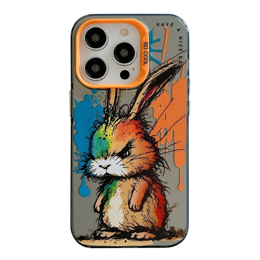 For iPhone 16 Pro Animal Pattern Oil Painting Series PC + TPU Phone Case(Fat Rabbit) - iPhone 16 Pro Cases by buy2fix | Online Shopping UK | buy2fix