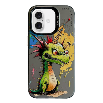 For iPhone 16 Animal Pattern Oil Painting Series PC + TPU Phone Case(Dragon) - iPhone 16 Cases by buy2fix | Online Shopping UK | buy2fix