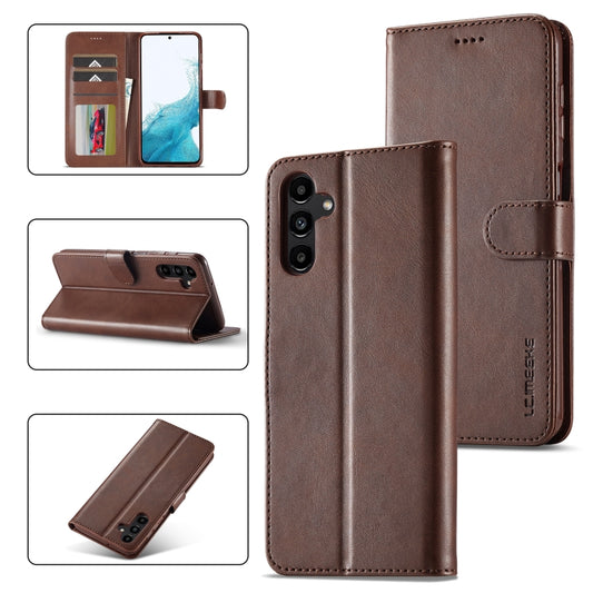 For Samsung Galaxy S23 FE 5G LC.IMEEKE Calf Texture Leather Phone Case(Coffee) - Galaxy S23 FE 5G Cases by LC.IMEEKE | Online Shopping UK | buy2fix