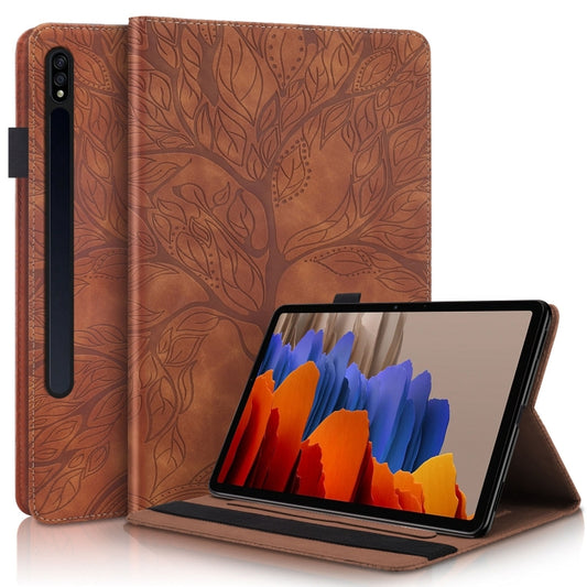 For Samsung Galaxy Tab S9+ / S9 FE+ Life Tree Series Horizontal Flip Leather Tablet Case(Brown) - Galaxy Tab S9+ Cases by buy2fix | Online Shopping UK | buy2fix