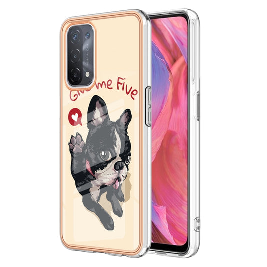 For OPPO A74 / A93 5G / A54 5G / A93s 5G Electroplating Marble Dual-side IMD Phone Case(Lucky Dog) - OPPO Cases by buy2fix | Online Shopping UK | buy2fix