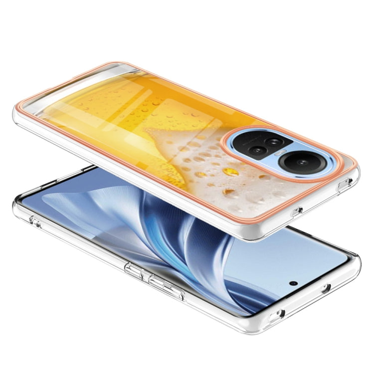 For OPPO Reno10 5G Global Electroplating Marble Dual-side IMD Phone Case(Draft Beer) - OPPO Cases by buy2fix | Online Shopping UK | buy2fix