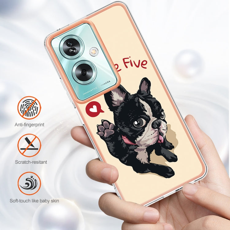 For OPPO A79 5G Global Electroplating Marble Dual-side IMD Phone Case(Lucky Dog) - OPPO Cases by buy2fix | Online Shopping UK | buy2fix