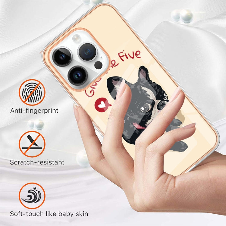 For iPhone 16 Pro Electroplating Marble Dual-side IMD Phone Case(Lucky Dog) - iPhone 16 Pro Cases by buy2fix | Online Shopping UK | buy2fix