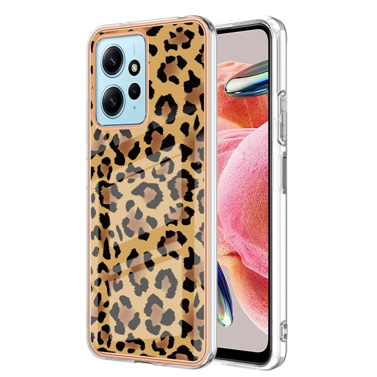 For Xiaomi Redmi Note 12 4G Electroplating Marble Dual-side IMD Phone Case(Leopard Print) - Xiaomi Cases by buy2fix | Online Shopping UK | buy2fix